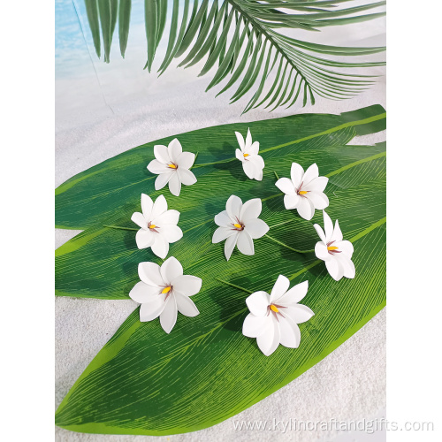 3 1/2[ Handmade White Artificial Plumeria Hair Pick